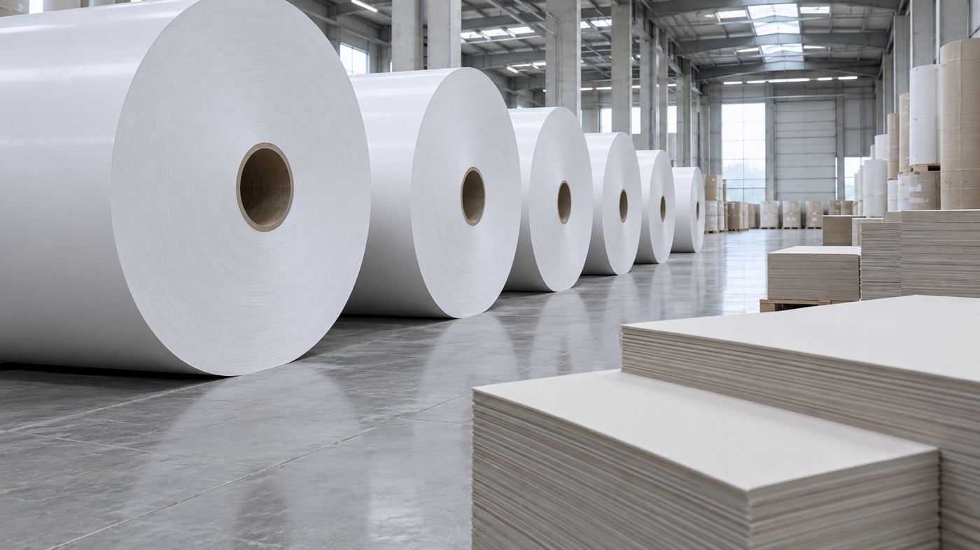 Paper reels in a warehouse